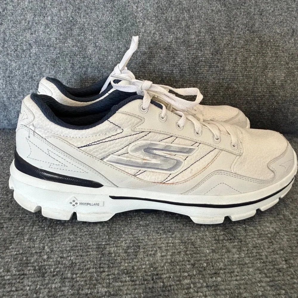 Skechers GoWalk 3 Mens White Navy Leather Walking Shoes SN 53989 Size 11